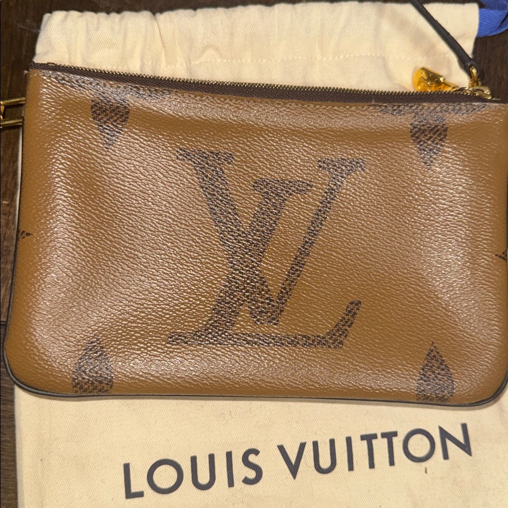 Louis Vuitton Double Zip Pochette -Brown Monogram